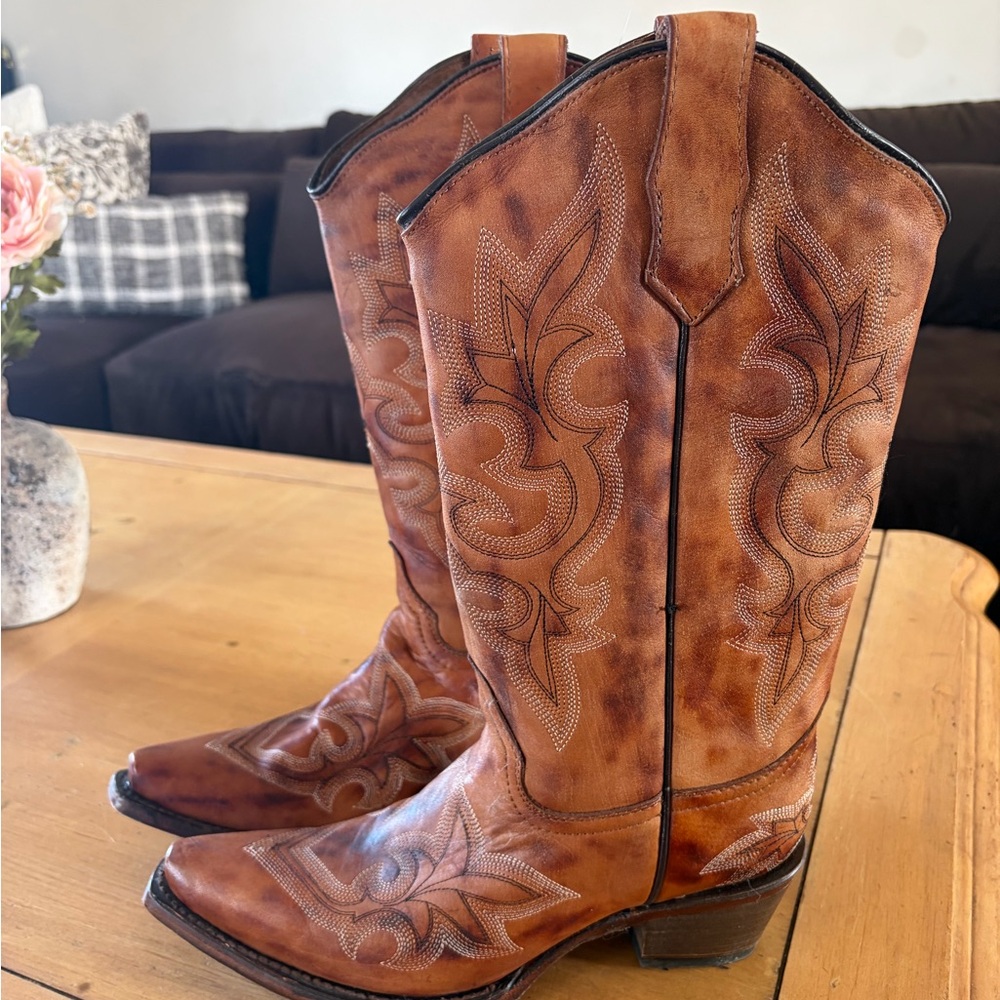 dingo Brown Leather Western Heeled Cowboy Boots
